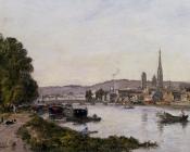 尤金 布丹 : Rouen, View over the River Seine